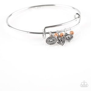 Paparazzi silver bangle with brown stones